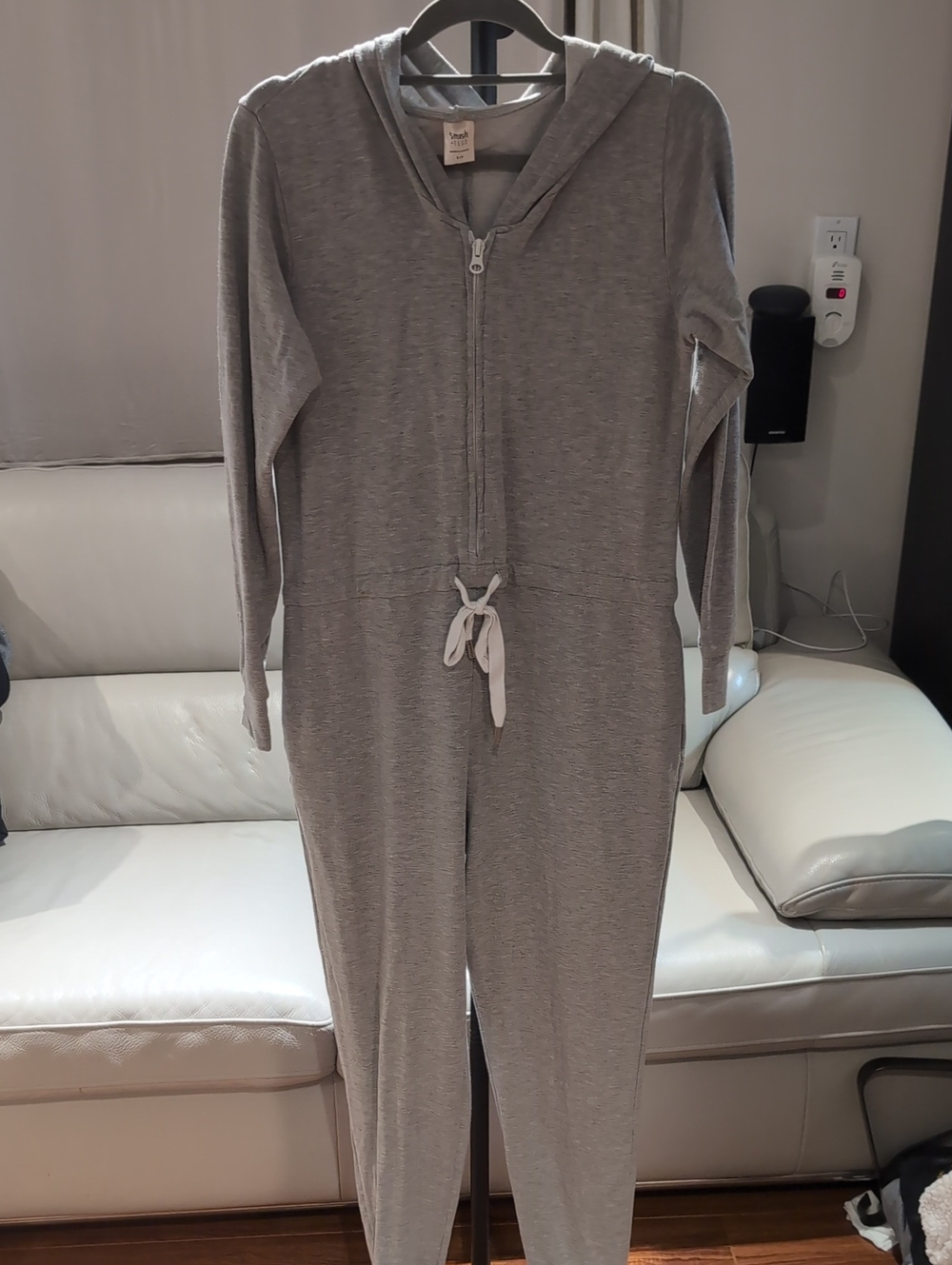 Smash + Tess Heather Gray Hooded Zip Jilly Jogger Jumpsuit